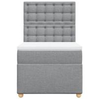 Boxspring met matras stof lichtgrijs 80x200 cm - thumbnail