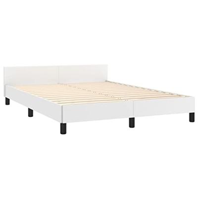 Bedframe met hoofdbord kunstleer wit 140x200 cm Bedframe met hoofdbord kunstleer wit 140x200 cm