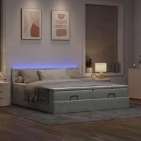 Ottoman bed met matrassen en LED's 200x200cm fluweel lichtgrijs - thumbnail