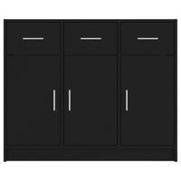 Dressoir 91x28x75 cm bewerkt hout zwart - thumbnail