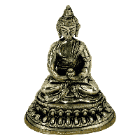 Japanse Boeddha Beeld Witmetaal Amithaba - 10 cm - thumbnail