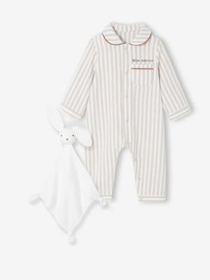 Babyslaappakje set in flanel + knuffels beige Babyslaappakje set in flanel + knuffels beige