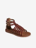 Leren hoge kindersandalen bruin - thumbnail