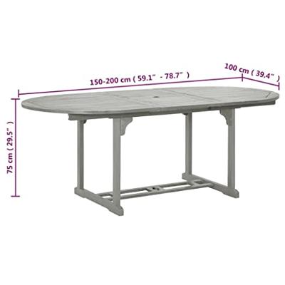 Tuintafel 200x100x74 cm massief acaciahout grijs