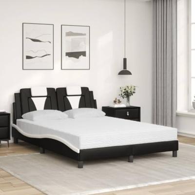 Bed met matras kunstleer zwart en wit 140x200 cm