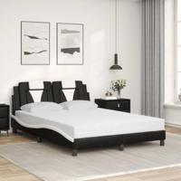 Bed met matras kunstleer zwart en wit 140x200 cm - thumbnail