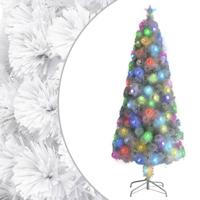Kunstkerstboom met verlichting 210 cm glasvezel wit - thumbnail
