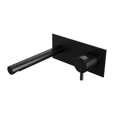 Brauer Black Edition Inbouw Wastafelmengkraan met Rechte Uitloop en Afdekplaat Model B1 Mat Zwart