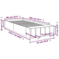 Bedframe bewerkt hout grijs sonoma eikenkleurig 90x200 cm - thumbnail