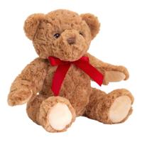 Keeleco Knuffel Teddybeer met Rode Strik 25 cm - thumbnail
