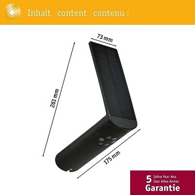 Paulmann 94260 Ilias Wandlamp op zonne-energie met bewegingsmelder Energielabel: G (A - G) 1.20 W Warmwit Antraciet