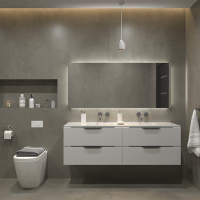 Badkamermeubelset Gliss Design Hera Mat Zwart 180cm 4 Laden Hoogglans Wit (Keuze Wastafel)