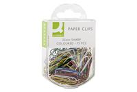 Q-CONNECT papierklemmen, 32 mm, doos van 75 stuks, ophangbaar, geassorteerde kleuren. - thumbnail
