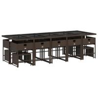 15-delige Tuinset met kussens poly rattan bruin - thumbnail