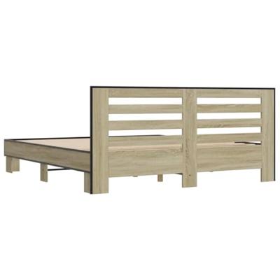 Bedframe bewerkt hout metaal sonoma eikenkleurig 200x200 cm