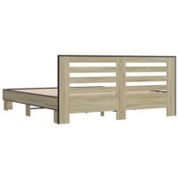 Bedframe bewerkt hout metaal sonoma eikenkleurig 200x200 cm - thumbnail