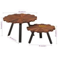 Salontafels 2 st massief gerecycled hout en ijzer - thumbnail