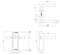 Intersteel deurkruk op schild - Recht - blind - RVS geborsteld - thumbnail