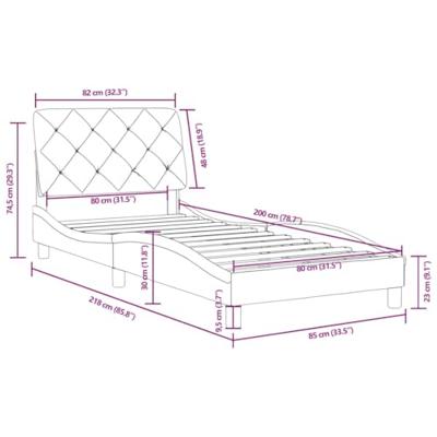 Bedframe met hoofdeinde fluweel roze 80x200 cm