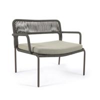 Kave Home - Cailin fauteuil in groen koord met gegalvaniseerde stalen - thumbnail