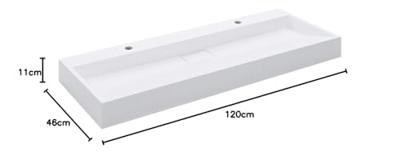 VidaXL Wastafel 120x46x11 cm mineraal gegoten/marmer gegoten wit
