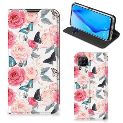 Huawei P40 Lite Smart Cover Butterfly Roses Huawei P40 Lite Smart Cover Butterfly Roses