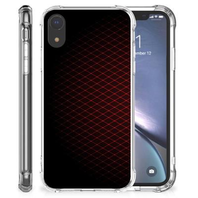 Apple iPhone Xr Doorzichtige Silicone Hoesje Geruit Rood Apple iPhone Xr Doorzichtige Silicone Hoesje Geruit Rood