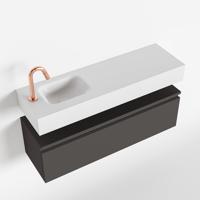 MONDIAZ ANDOR 100cm toiletmeubel dark grey. LEX 100cm wastafel talc links 1 kraangat - thumbnail