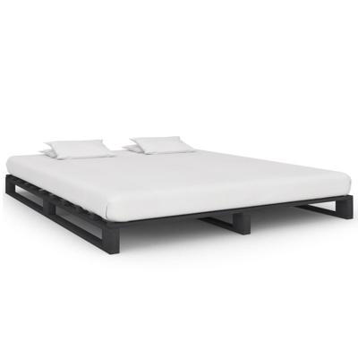 Bedframe pallet massief grenenhout grijs 160x200 cm