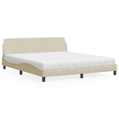 Bed met matras stof crèmekleurig 180x200 cm