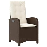 Tuinstoelen 2 st verstelbaar met kussens poly rattan bruin - thumbnail