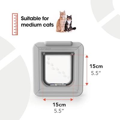Cat Mate microchip kattenluik met tijdklok 100mm wit - thumbnail