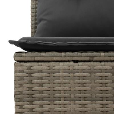 5-delige Loungeset met kussens poly rattan grijs - thumbnail