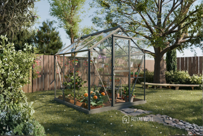 Royal Well Mary I aluminium tuinkas 212x222 cm groengrijs- - Veiligheidsglas- Royal Well