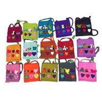 Vilten Schoudertas Kinderen met Vingerpoppen (Perzik) - thumbnail