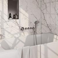 Brauer Brushed Carving Thermostatische Inbouw Badkraan Uitloop - 3 stand - Doucheslang - Wandaansluitbocht - Handdouche - Rvs Geborsteld Pvd - thumbnail