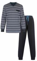 M.E.Q. Heren pyjama Tricot - Grey Stripe - katoenen mannen pyjama - thumbnail