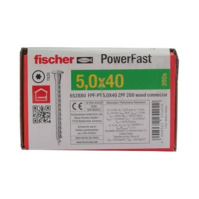 Fischer 652880 Verzinkkopschroef 5 mm 40 mm T Galvanisch verzinkt 200 stuk(s)