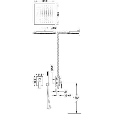 Regendouche set Tres Cuadro | Inbouw | Mengkraan | 2-weg | Vierkant | Chroom