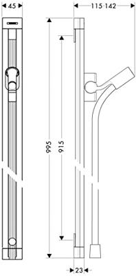 Hansgrohe Raindance glijstang 90cm met doucheslang 160cm chroom 27636000 - thumbnail