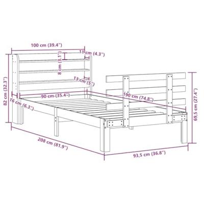 Bedframe met hoofdeinde zonder matras 90x190 cm wit