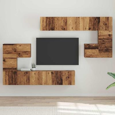 Tv-meubelset 8 pcs Oud hout Medium 30.5 x 30 x 30 cm
