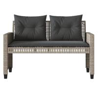 4-delige Loungeset met kussens poly rattan en glas lichtgrijs - thumbnail