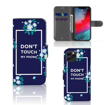 Apple iPhone 11 Pro Portemonnee Hoesje Flowers Blue DTMP Apple iPhone 11 Pro Portemonnee Hoesje Flowers Blue DTMP