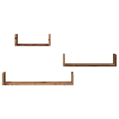 Wandschappen 3 st bewerkt hout oud houtkleurig Wandschappen 3 st bewerkt hout oud houtkleurig