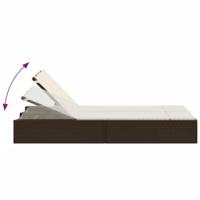 Ligbed 2-persoons met kussens poly rattan bruin - thumbnail
