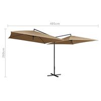 VidaXL Parasol dubbel met stalen paal 250x250 cm taupe - thumbnail