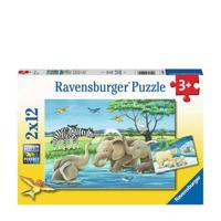Ravensburger legpuzzel jonge dieren uit de hele wereld, 2x12 st. - thumbnail