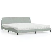 Bed met matras "Dover" fluweel lichtgrijs 200x200 cm - thumbnail