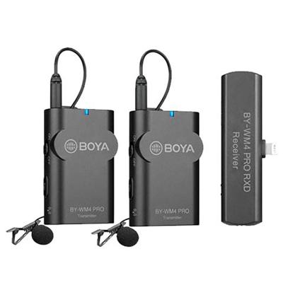 BOYA BY-WM4 Pro K4 draadloze microfoon-set met 2 zenders en Lightning-ontvanger voor iPhone BOYA BY-WM4 Pro K4 draadloze microfoon-set met 2 zenders en Lightning-ontvanger voor iPhone